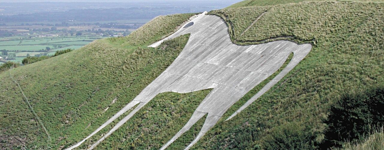 Chalk white horse on hillside