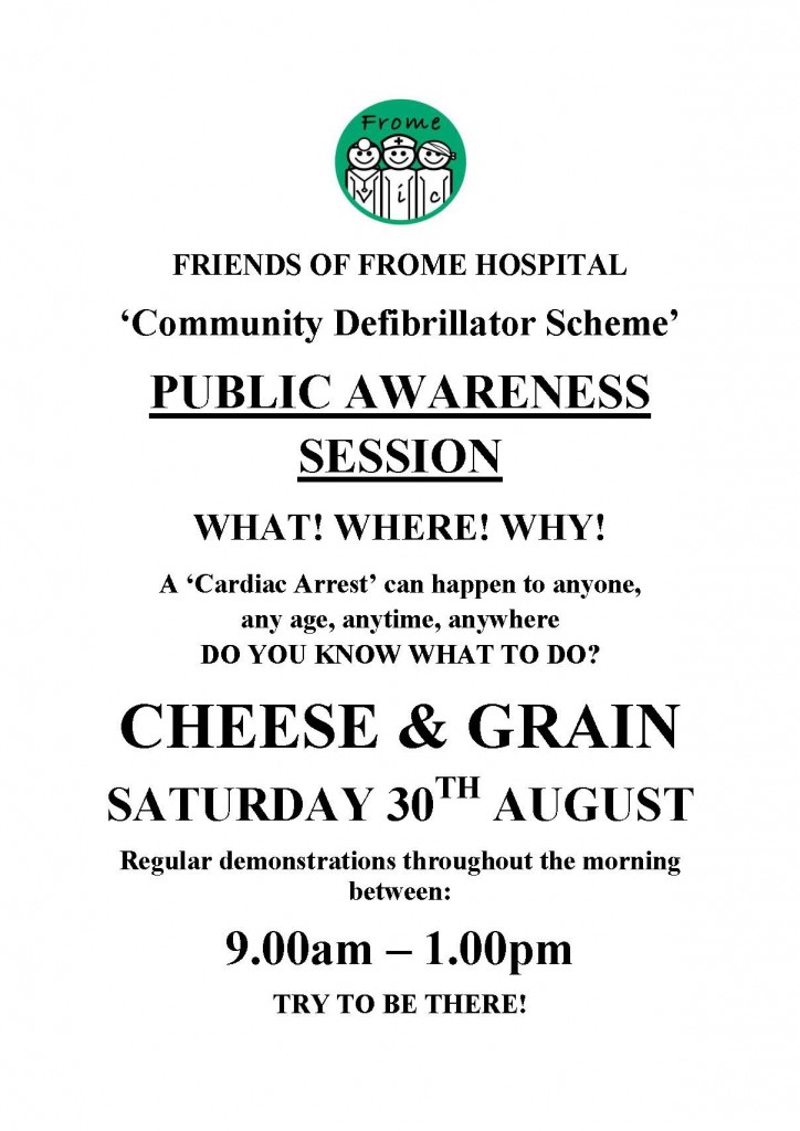 Friends of Frome Hospital Community Defibrillator Scheme Awarenesss Session