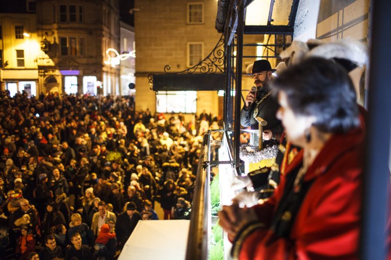 Crowds gather in Frome for the Christmas lights switch on