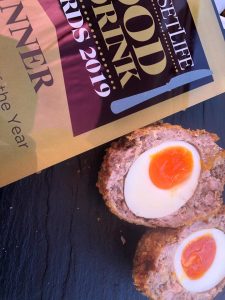 scotch egg cut in half