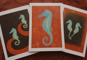 painting of seahorses