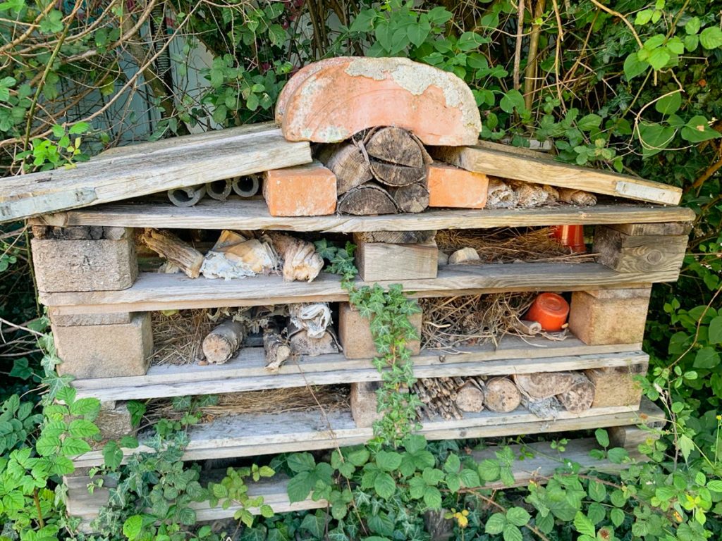 photo of large bug hotel, instructions below