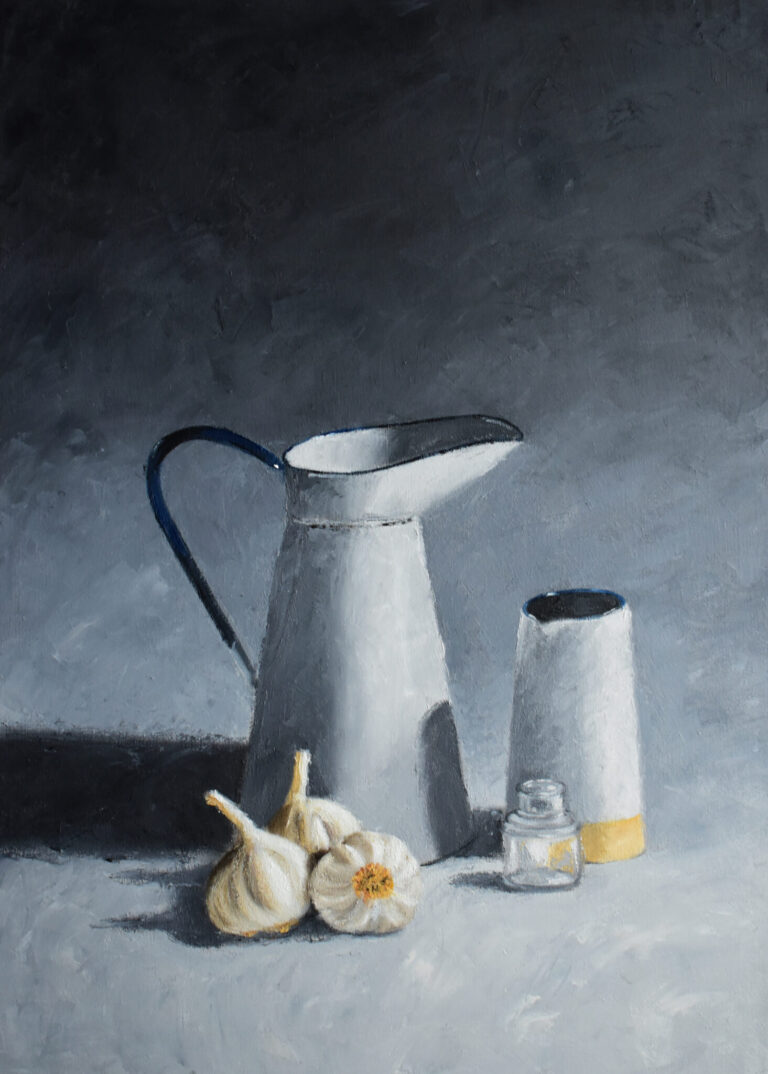 Painting 'Water jug & garlic' by Laurel Wade