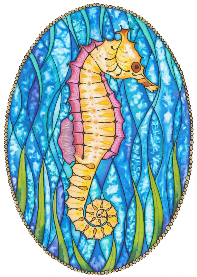 Seahorse on silk by Sue Willis