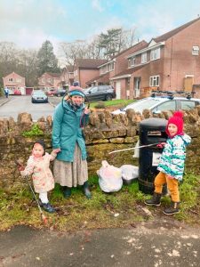 Frome resident Sam Widdows and family litter picking