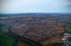 Aerial shot of heart-shaped Frome