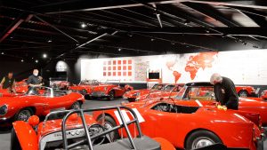 Red vintage cars at Haynes Motor Museum