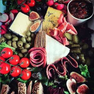 Selection of meats and cheese