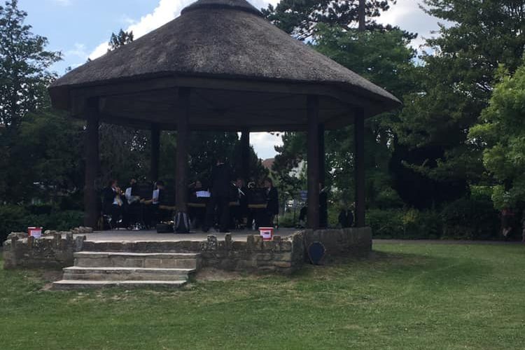 Frome Town Band on the bandstand