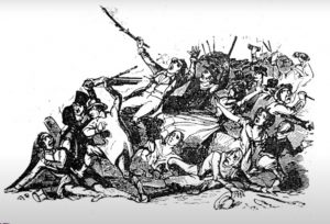 Illustration of people fighting