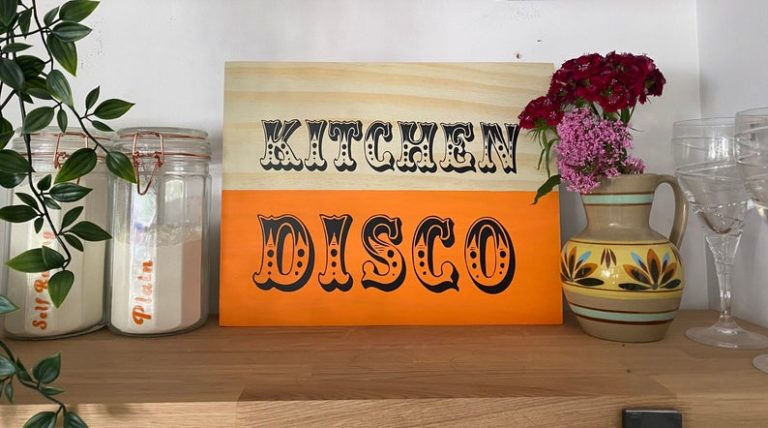 Kitchen Disco wooden sign