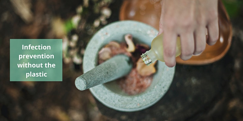 Liquid being poured into pestle and mortar