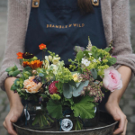 Flower posies on a tray