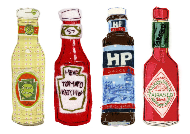 Hung Drawn Quoted sauce bottles
