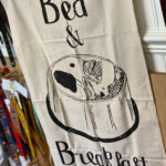 tea towel with words "bed and breakfast"