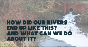 Image of river with caption 'how did our rivers end up like this? And what can we do about it?