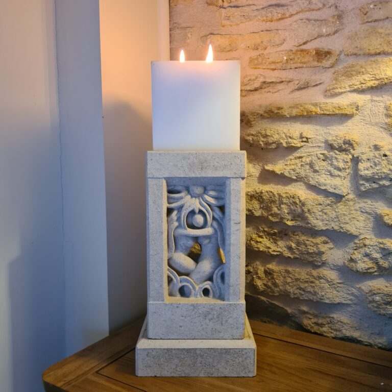 Sun in the Stone carved candle holder