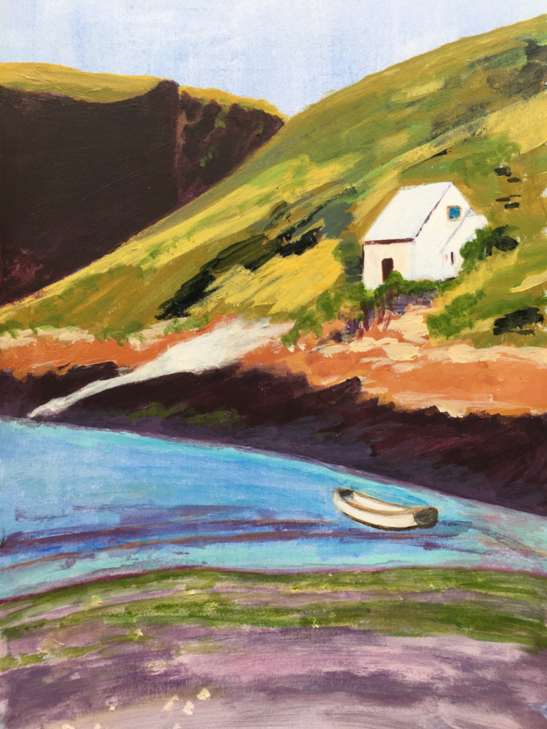 Caroline Williams painting - house on coast line