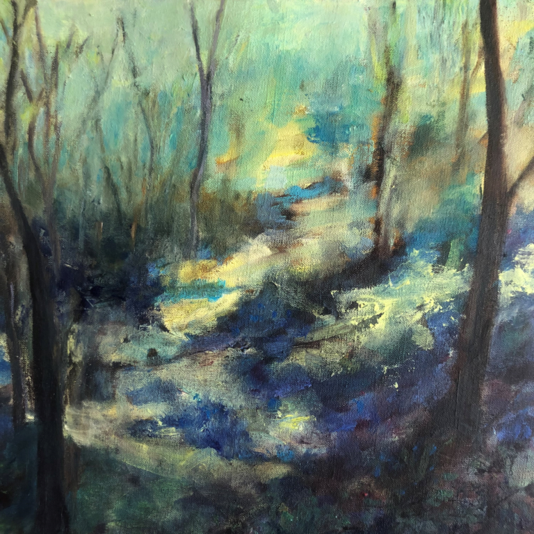 Painting of woodland by Lorna Thomas