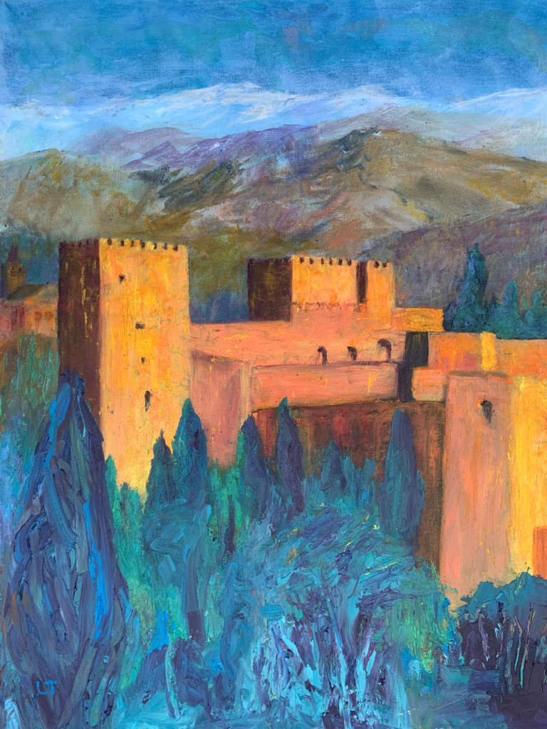 Painting of Alhambra palace, Granada by Lorna Thomas
