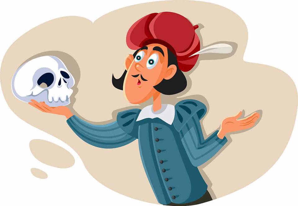 Cartoon illustration of Hamlet