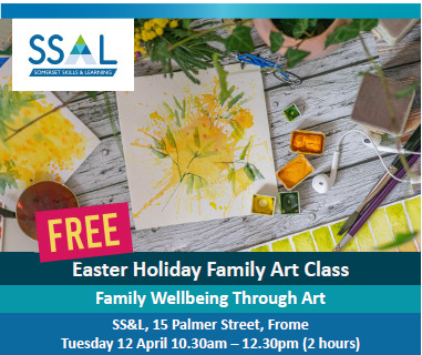 Easter holiday family art class poster