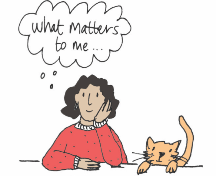 Illustration of person thinking 'what matters to me'