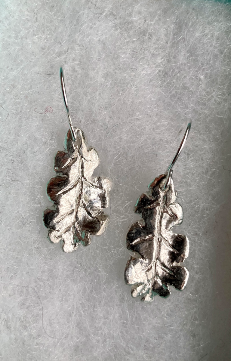 Elanor Steel - leaf earrings