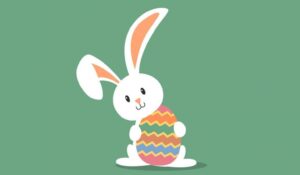 Illustration of a bunny with Easter egg