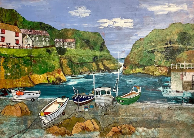 Painting of harbour by Kristin Vincent