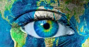 Eye painted as earth