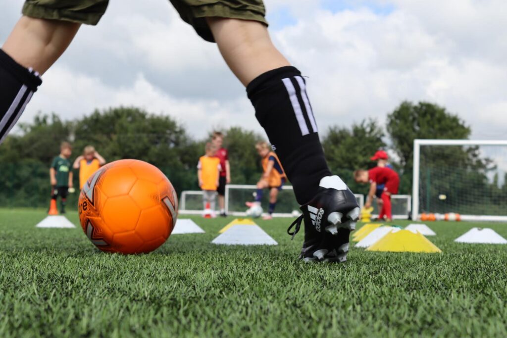 close up on football boots