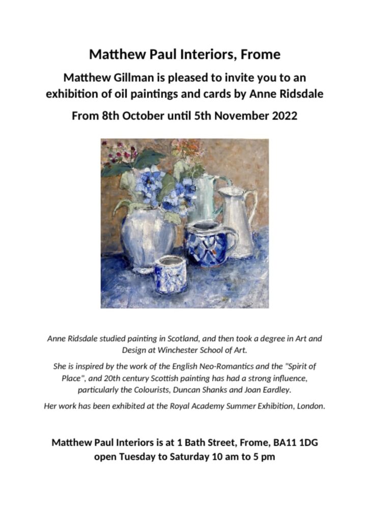 Anne Ridsdale exhibition poster
