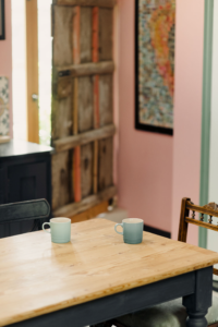 mugs on a table