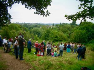 Jackdaws Songbirds attract a large crowd for their Frome Festival performance on the Millennium Green, July 2007.