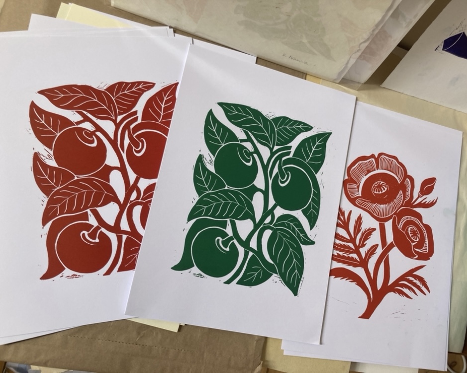 Lino printing at Vallis Farm