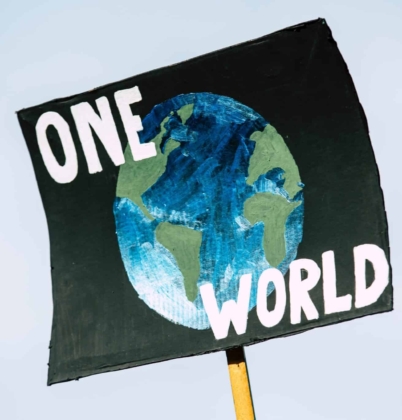 Placard with the words 